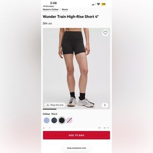 Lululemon Wunder Train High-Rise Short 4" - Black